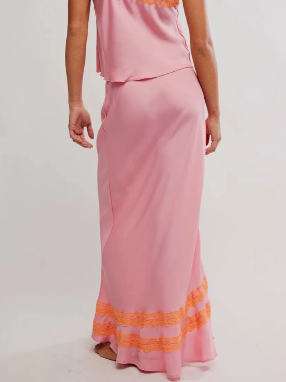 🆕 FP Intimately Maxi Skirt Set Lingerie Slip Camisole neon WISH YOU WERE HERE XL